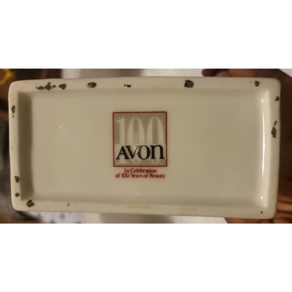 Avon Ceramic White Paper Bag Vase Container Lipstick Logo 100 Year Celebration - Picture 5 of 7